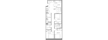 A floor plan of a house with labeled rooms such as kitchen, dining, living room, bedroom, bathroom, and closet.
