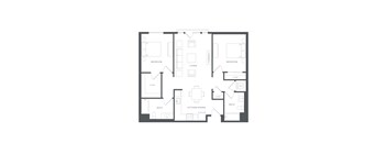 A black and white image of a house floor plan.