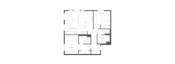 A black and white image of a house floor plan.