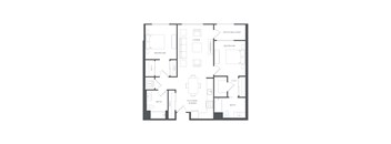 A black and white image of a house floor plan.