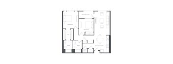 A black and white floor plan of a house with labeled rooms.