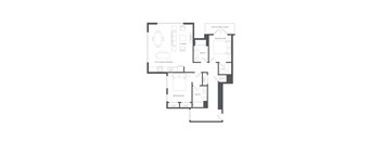 A black and white image of a house floor plan.