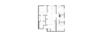 A black and white image of a house floor plan.