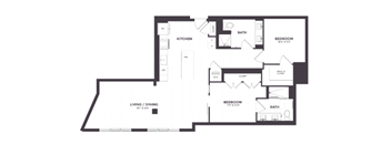 A black and white image of a house floor plan.