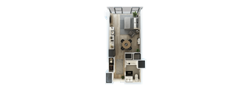 a 1 bedroom floor plan of a 2100 sq ft apartment
