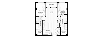 A black and white image of a floor plan for a home.