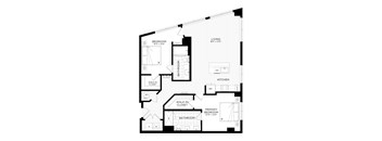 A black and white image of a floor plan for a home.