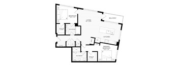 A black and white image of a house floor plan.