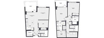 Two floor plans of a house with labeled rooms.