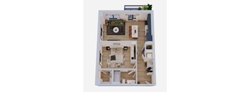 a floor plan of a house with a bedroom and a living room