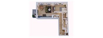 a floor plan of a house with a bedroom and a living room