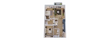 a floor plan of a house with a bedroom and a living room