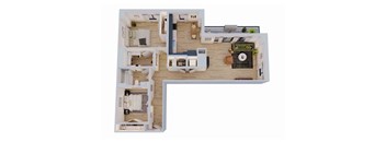 a floor plan of a house with a bedroom and a living room