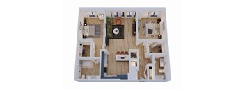 a1 floor plan  1 bedroom with 2 baths  1306 square feet