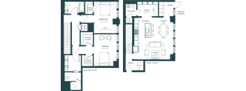 a floor plan of a house with two different floors
