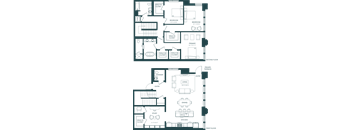 A floor plan of a two-story residential building with a first and second floor.
