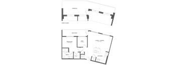 A floor plan of a building with rooms labeled as 'Dining Room' and 'Kitchen'.