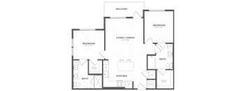 A floor plan of a building with multiple rooms and labeled areas.
