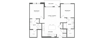 A floor plan of a building with rooms labeled in white text.