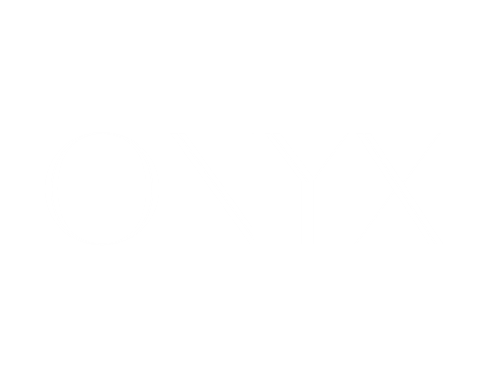 The image features the word "ONYX" in a bold, white font on a black background.