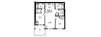 the schematic floor plan of a small house showing the bedrooms and baths