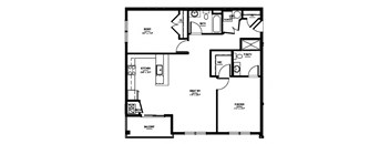 a floor plan of a small house with a bedroom and a living room