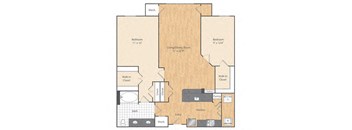 2 Bed/1 Bath-B1