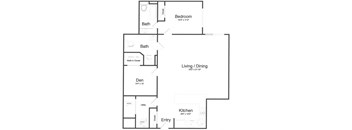 1 Bed/2 Bath Den-0L