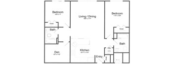 2 Bed/2 Bath Den-1H