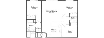 2 Bed/2 Bath Den-1N