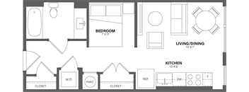 a floor plan of a bedroom apartment