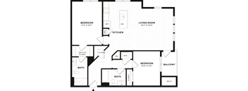 this floor plan is an illustration of our 1 bedroom floor plan