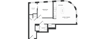 a floor plan of a house with a deck and a kitchen and a living room