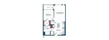 a floor plan of a bedroom apartment with a closet and a bath