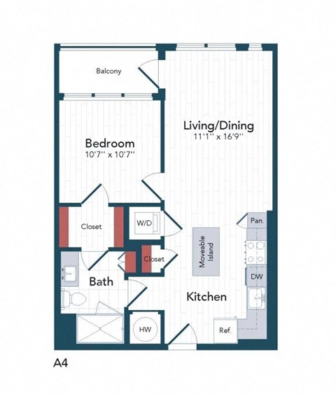 a floor plan of a bedroom apartment with a closet and a bath