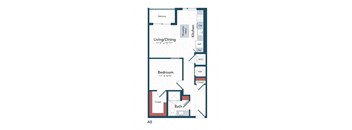 a floor plan of a bedroom apartment with an open floor plan