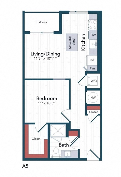 a floor plan of a bedroom apartment with an open floor plan