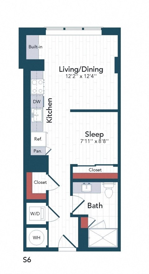 a floor plan of a bedroom apartment with a bathroom and a closet