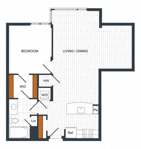 a floor plan of a unit with a bedroom and a living room