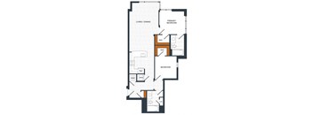 a floor plan of a bathroom with a dog in it