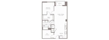 an illustration of a 1 bedroom floor plan