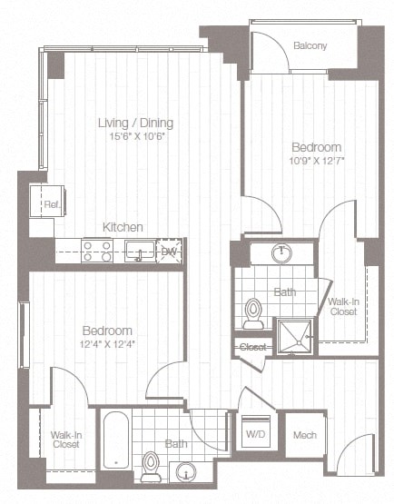 a floor plan of a bedroom and bathroom