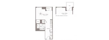 a floor plan of a house with a bedroom and a living room