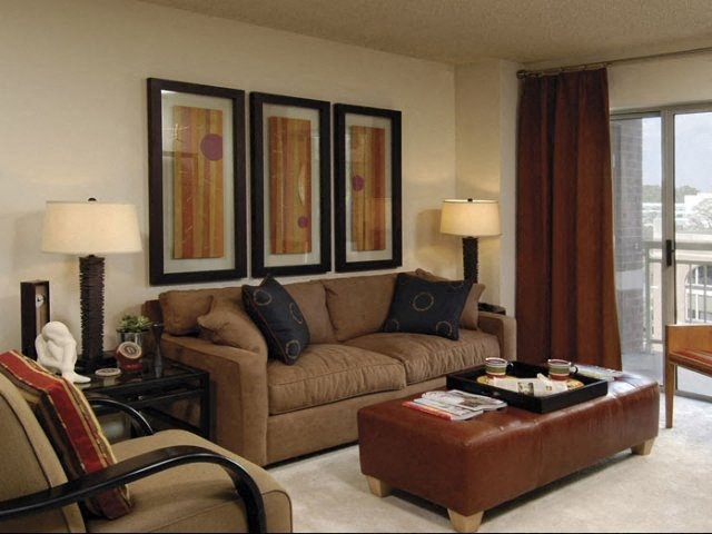 a living room with a couch and a table