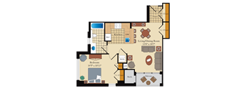 a floor plan of a home with bedrooms and a living room