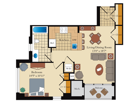 a floor plan of a home with bedrooms and a living room