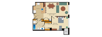a floor plan of a home with bedrooms and a living room