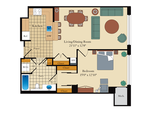 a floor plan of a home with bedrooms and a living room