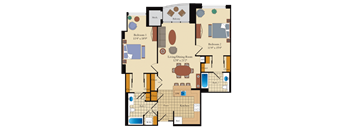 a floor plan of a residence with a large living room and a dining room