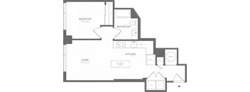 a floor plan of a house with an open floor plan and a courtyard